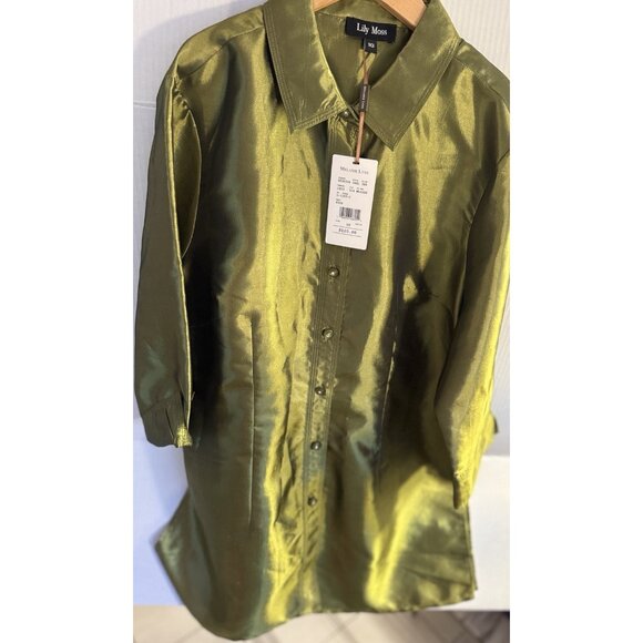 Lily Moss Melanie Lyn Blouse Sz10 Green NWT - Picture 2 of 10